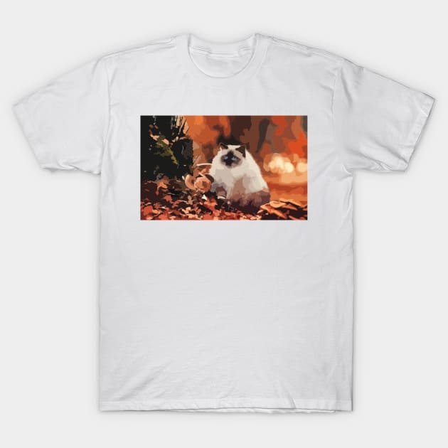 Birman Cat Digital Painting T-Shirt by gktb